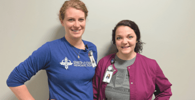 Radiology Technicians smile for a photo.