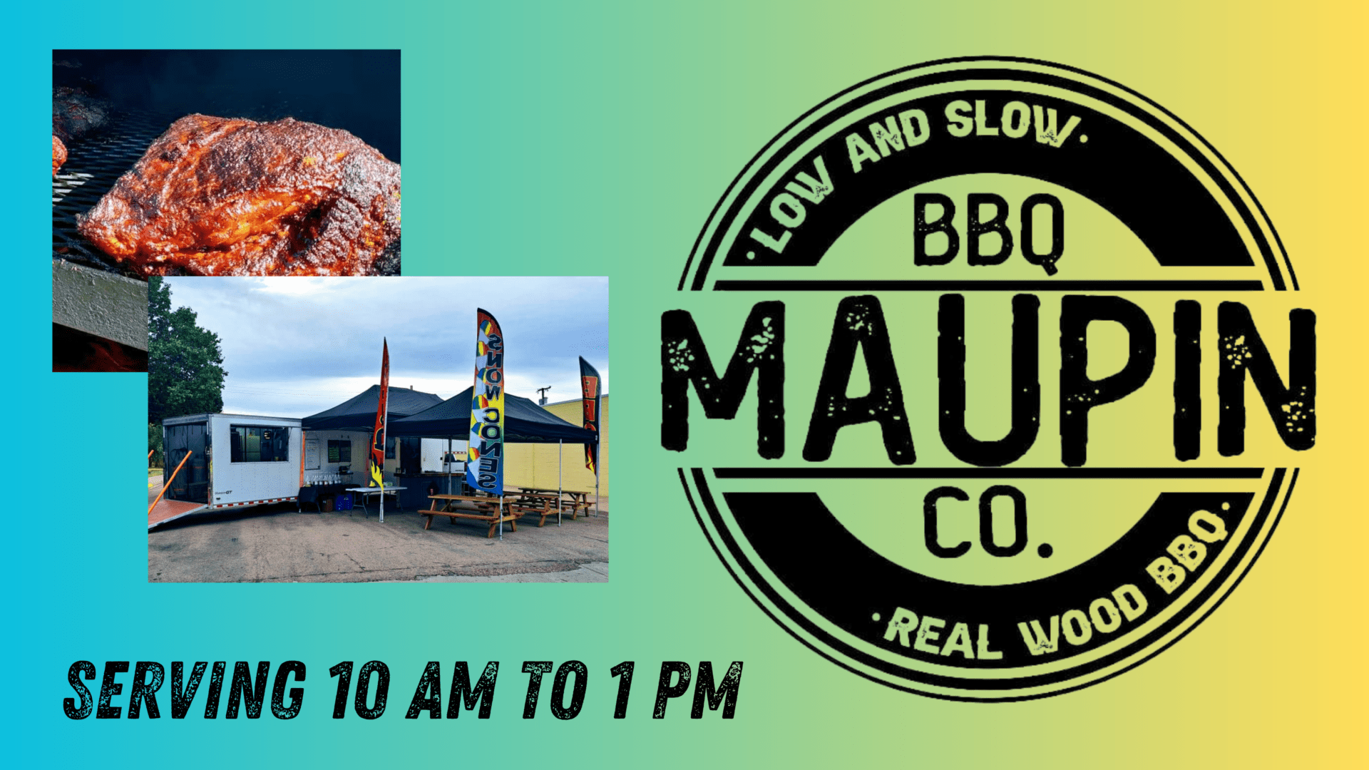 Maupin BBQ food truck serving from 10:00 am to 1:00 pm at the Family Wellness Fun Fair on August 5, 2023.